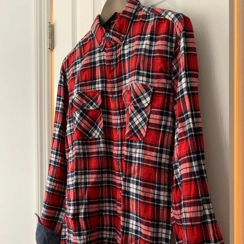 NWOT Denim and Flower Slim Fit Flannel Plaid Shirt